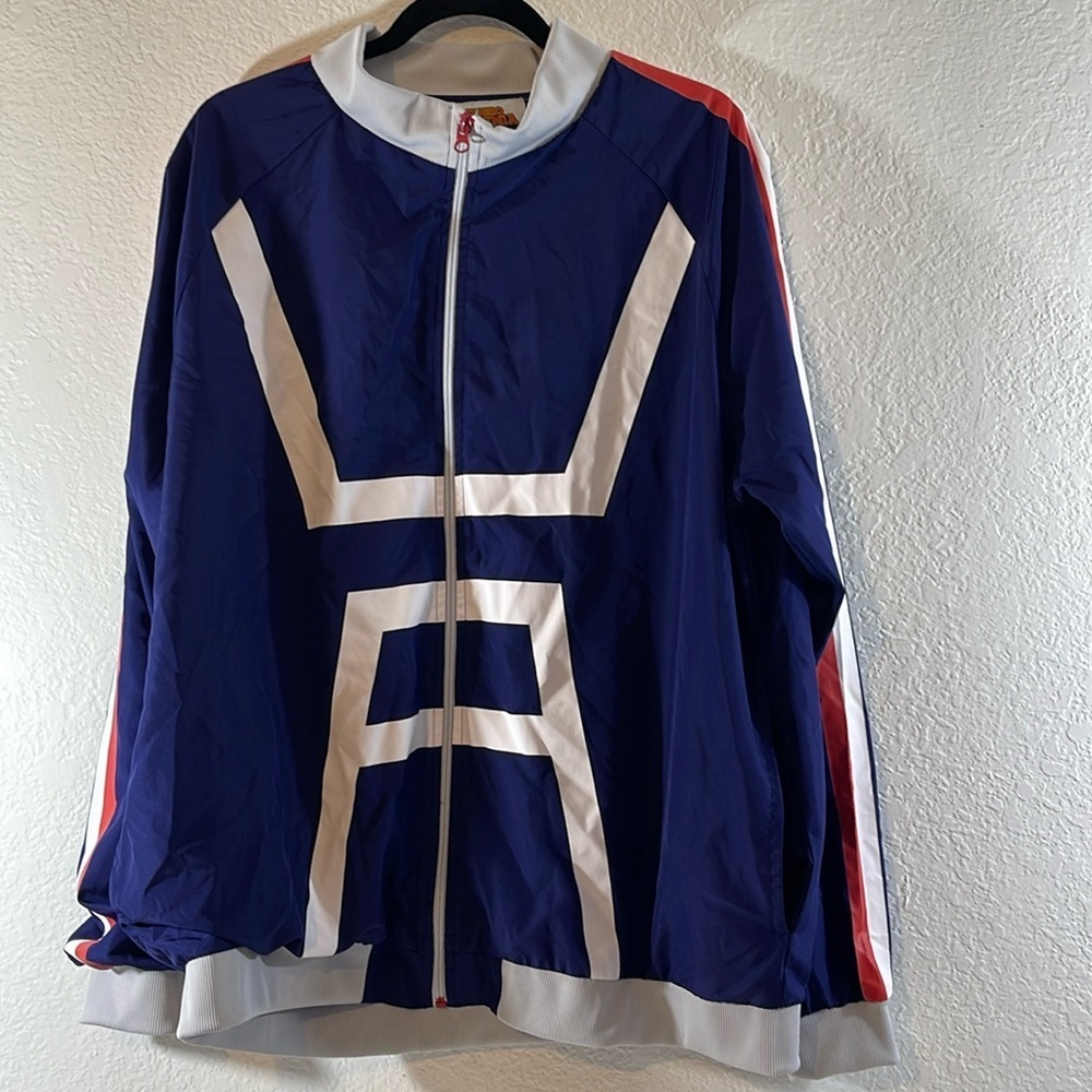 MY HERO ACADEMIA Windbreaker Blue/White Jacket Japanese Full Zip With Pockets XL